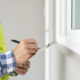 Home inspector taking a radon test on a home