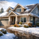 Pittsburgh home in the winter with a large paved driveway