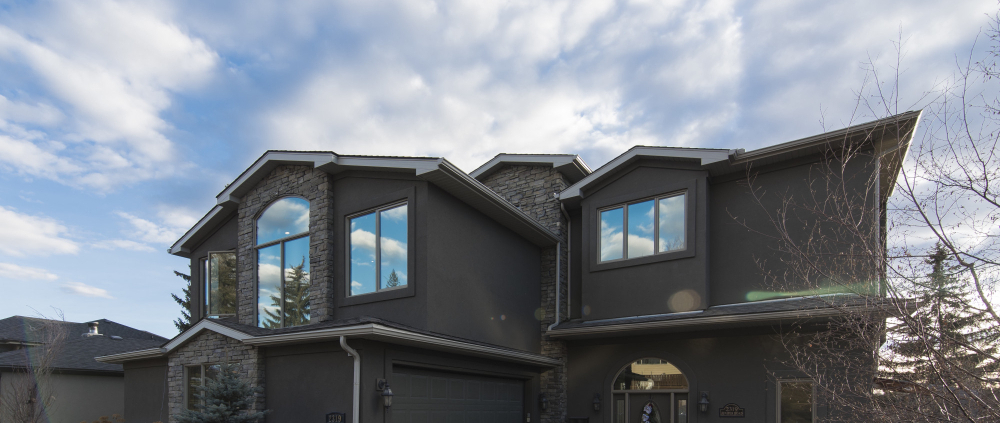 A Pittsburgh area duplex in dark color exterior paint